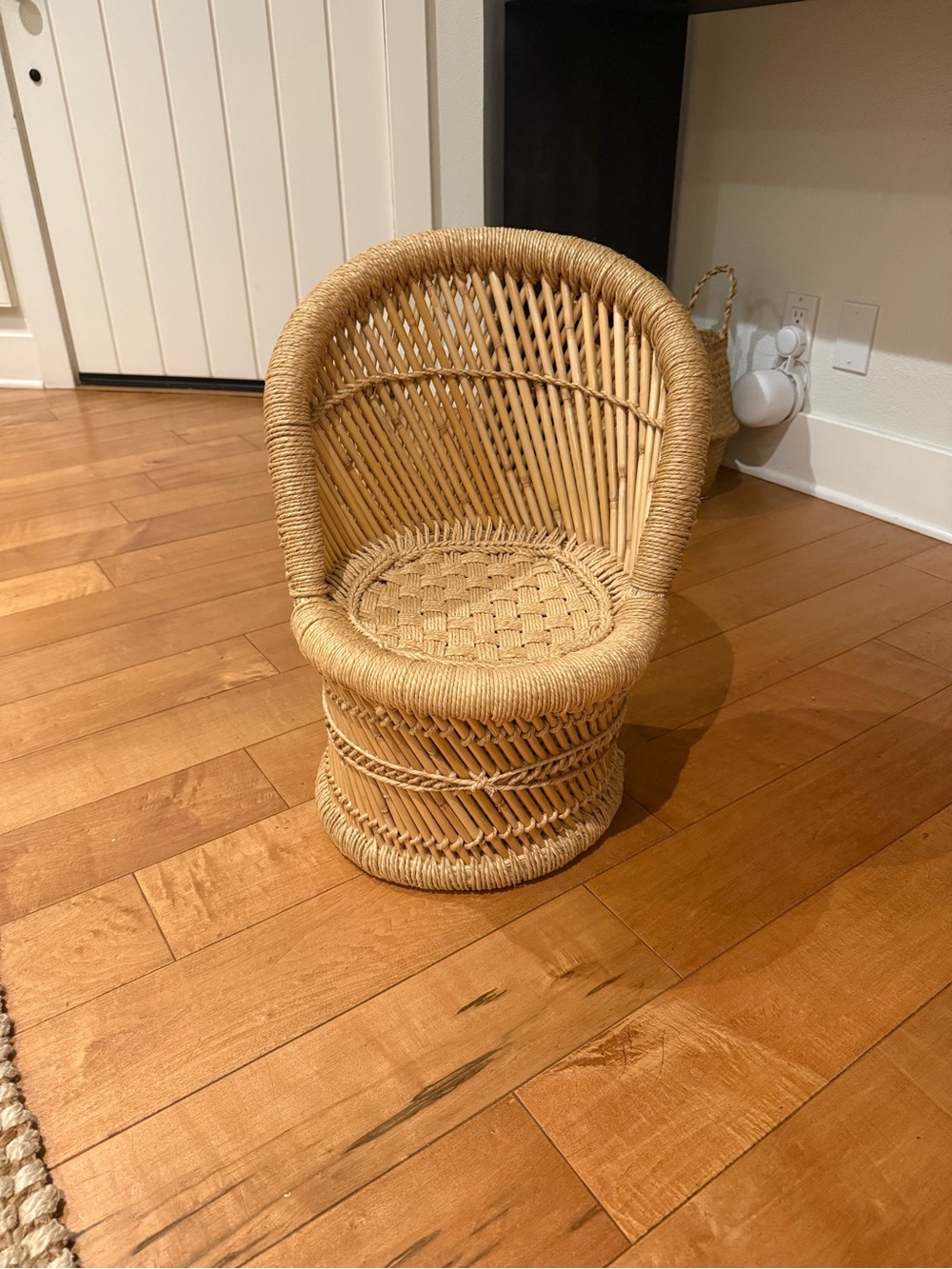 Natural wicker rattan kids chair or decor, plant stand etc
